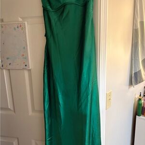 Elegant Green Satin Dress